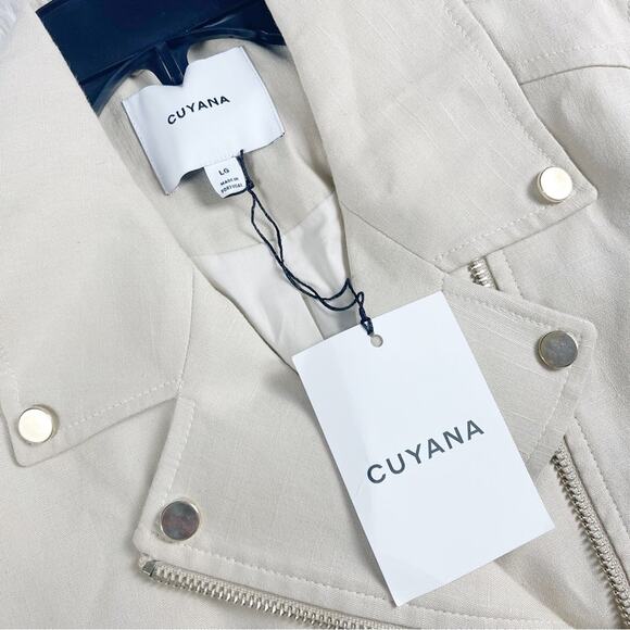 Cuyana Women's Linen Moto in Cream Jacket Size Large - Picture 2 of 7